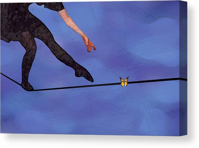 Surreal Canvas Print featuring the painting Catching Butterflies by Steve Karol