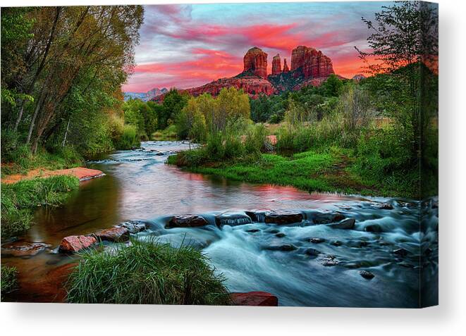 Landscape Canvas Print featuring the photograph Cathedral at Sunset by Bruce Bonnett