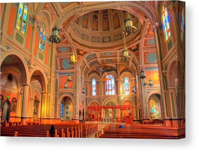 Hdr Canvas Print featuring the photograph Catherdral of the Blessed Sacrament by Randy Wehner