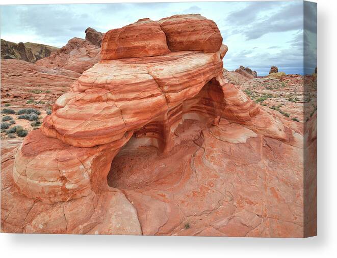 Valley Of Fire State Park Canvas Print featuring the photograph Cave Rock in Valley of Fire by Ray Mathis