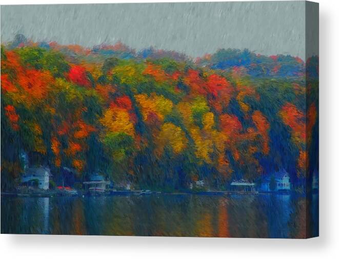 Digital Painting Canvas Print featuring the photograph Cayuga Autumn by David Lane
