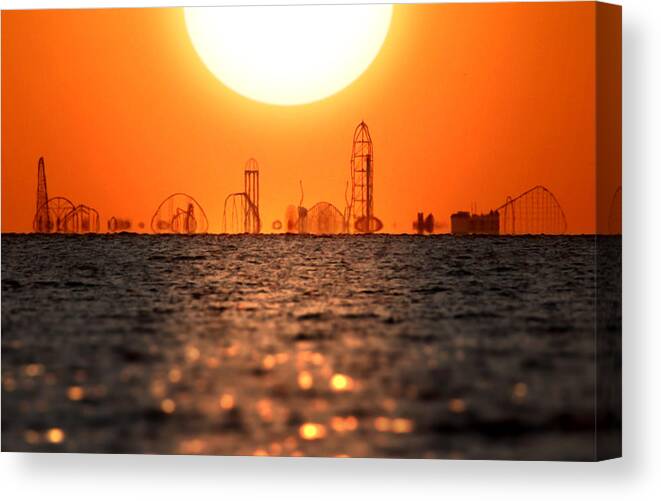 Cedar Point Canvas Print featuring the photograph Cedar Point Skyline by Rob Blair