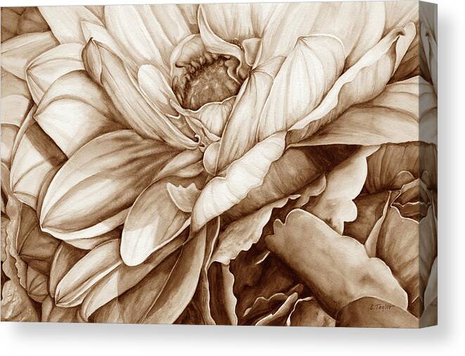 Neutral Dahlia Canvas Print featuring the digital art Chelsea's Bouquet 2 - Neutral by Lori Taylor