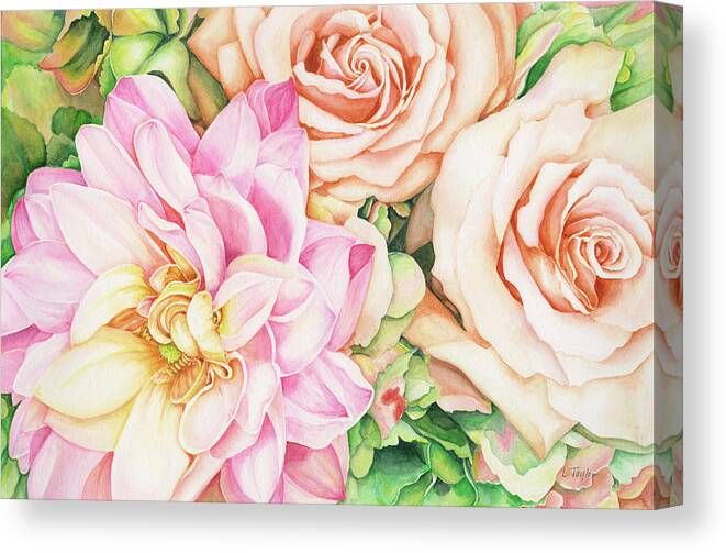 Rose Canvas Print featuring the painting Chelsea's Bouquet by Lori Taylor