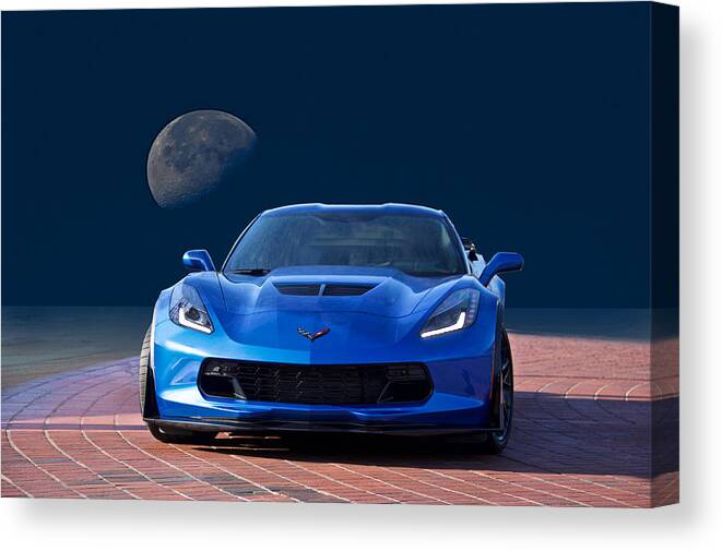 Auto Canvas Print featuring the photograph Chevrolet Corvette C7 'Blue Moon' by Dave Koontz