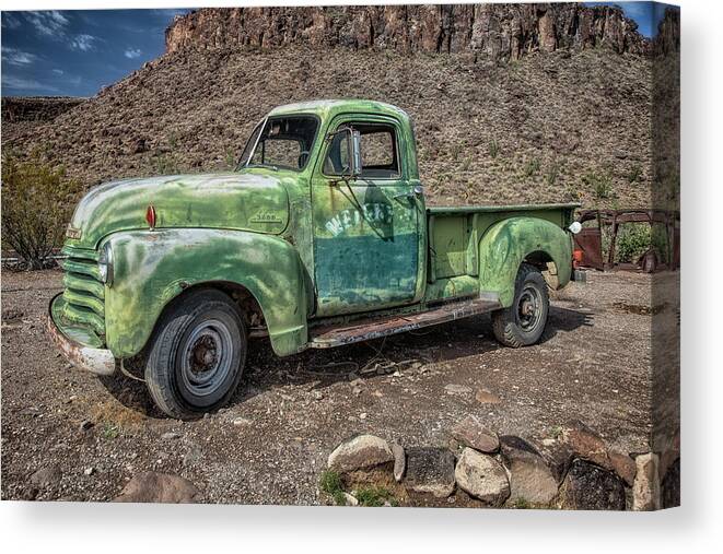 Route 66 Canvas Print featuring the photograph Chevy Truck Route 66 by Diana Powell