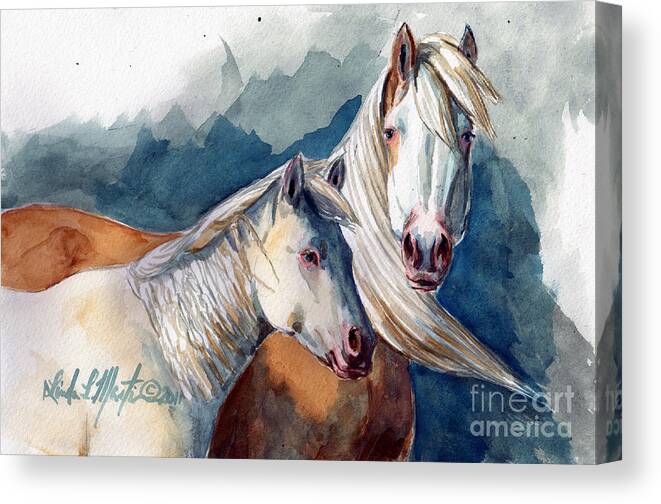Sand Wash Basin Canvas Print featuring the painting Cheyenne and Tripod by Linda L Martin