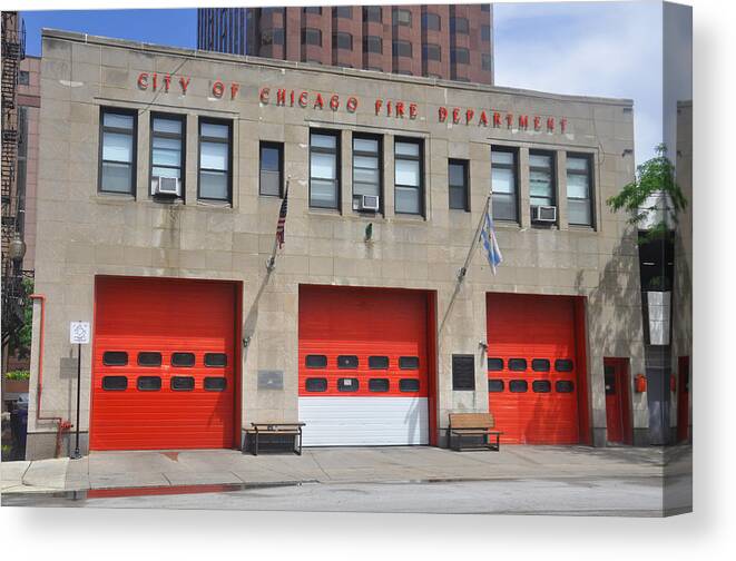 Chicago Canvas Print featuring the photograph Chicago Fire by Daniel Ness