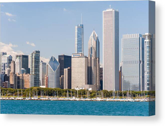 Landscape Canvas Print featuring the photograph Chicago Lakefront close up by Charles McCleanon