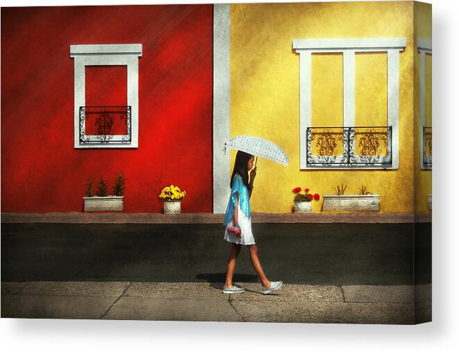 Child Canvas Print featuring the photograph Child - A bright sunny day by Mike Savad