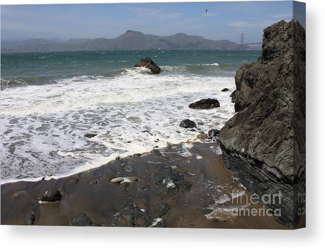 San Francisco Canvas Print featuring the photograph China Beach with Outgoing Wave by Carol Groenen