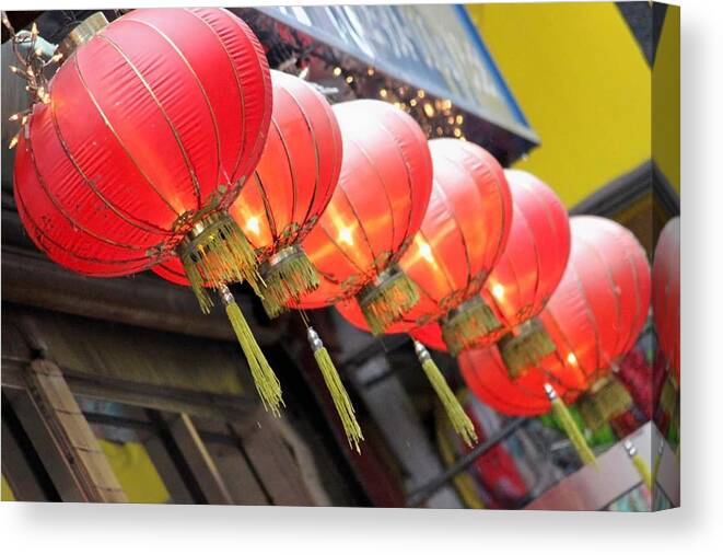 Lanterns Canvas Print featuring the photograph Chinese Lanterns by Jewels Hamrick