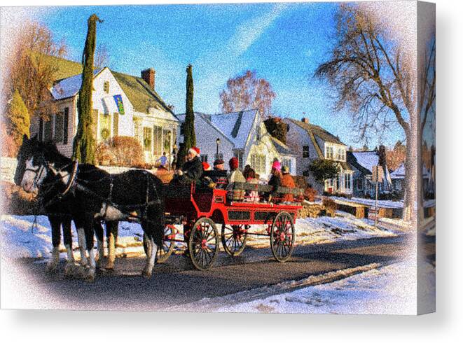 Christmas Canvas Print featuring the pyrography Christmas Caroling by Dr Janine Williams