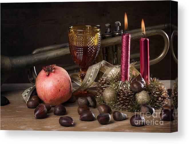 Wine Canvas Print featuring the photograph Christmas Fall Still-life by Carlos Caetano