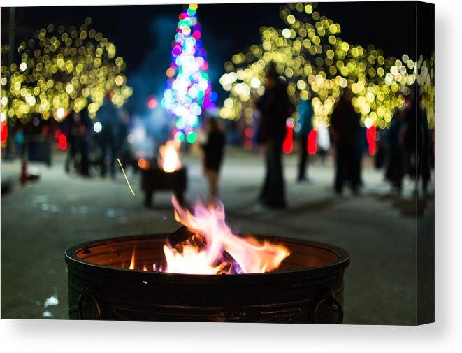 Fire Canvas Print featuring the photograph Christmas fire pit by Stephen Holst
