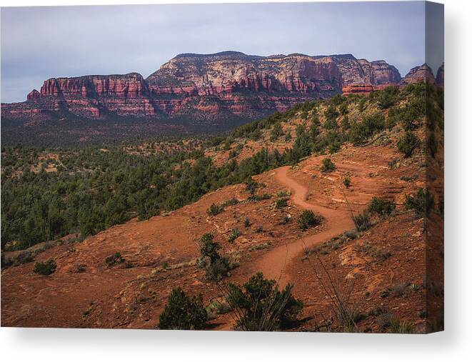 Arizona Canvas Print featuring the photograph Chuck Wagon Trail and Secret Mountain by Andy Konieczny