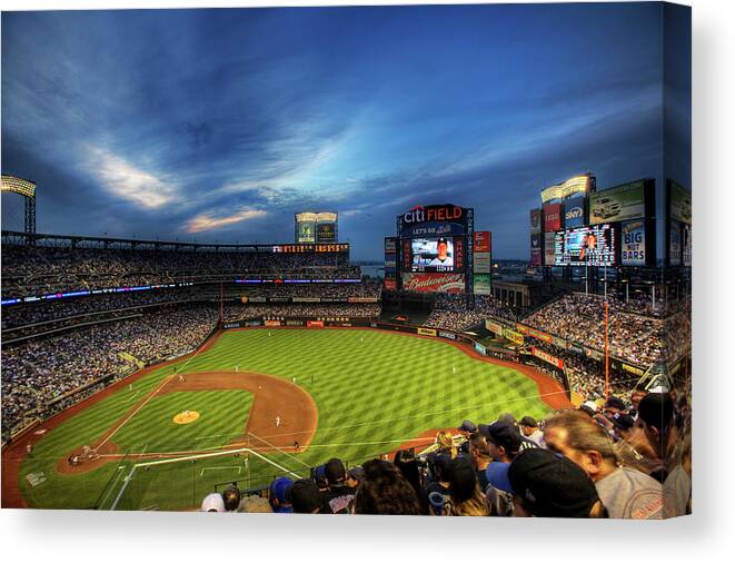 Citi Field Canvas Print featuring the photograph Citi Field Twilight by Shawn Everhart
