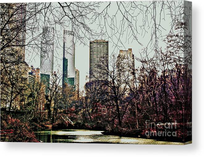 Park Canvas Print featuring the photograph City View from Park by Sandy Moulder