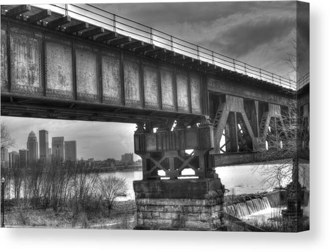 Louisville Canvas Print featuring the photograph City Waterfall under Tracks by FineArtRoyal Joshua Mimbs