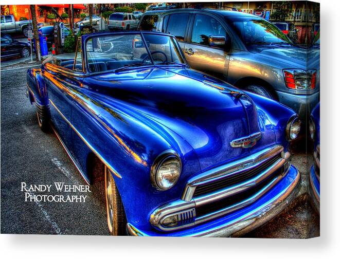 Hdr Canvas Print featuring the photograph Classic Blue Chevy by Randy Wehner