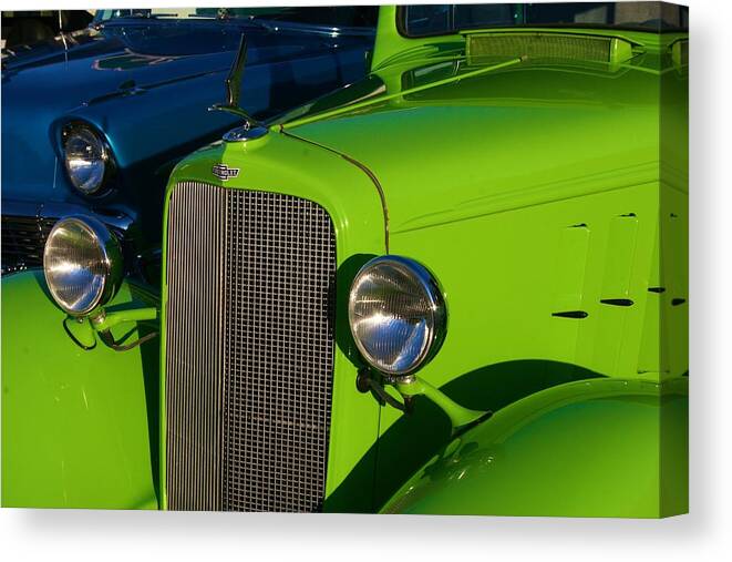 Cars Canvas Print featuring the photograph Classic Lime Green Car by Polly Castor