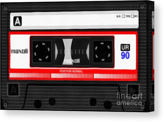 Music Canvas Print featuring the painting Classic Music Cassette Tape Painting by Edward Fielding