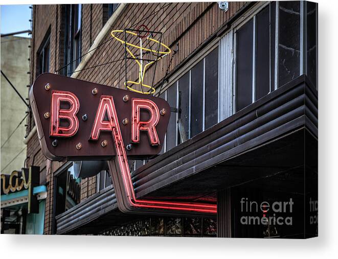 Livingston Canvas Print featuring the photograph Classic Neon Sign for a Bar Livingston Montana by Edward Fielding