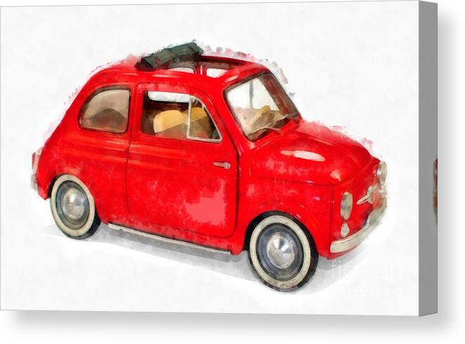 Red Canvas Print featuring the painting Classic Red Fiat Painting by Edward Fielding