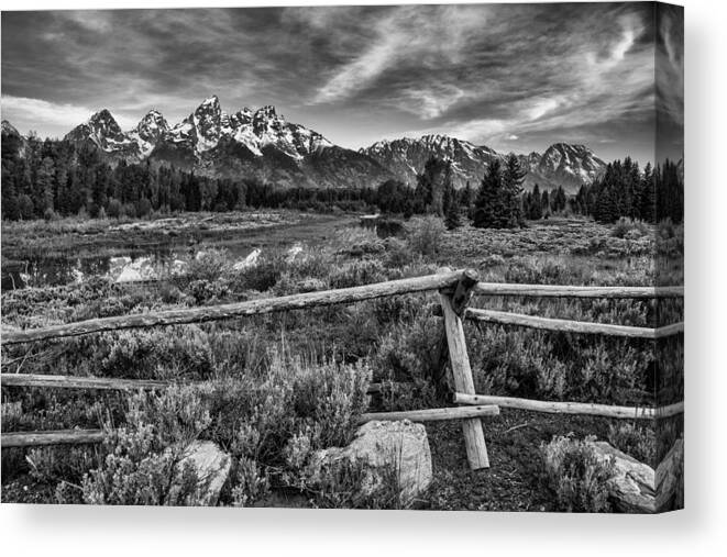 Fence Line Canvas Print featuring the photograph Classic Tetons by Darren White
