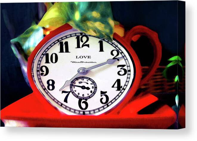 Art Canvas Print featuring the digital art Clock in the Garden Painting 3 by Miss Pet Sitter