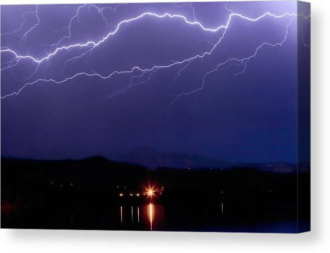 Lightning Canvas Print featuring the photograph Cloud to Cloud Horizontal Lightning by James BO Insogna