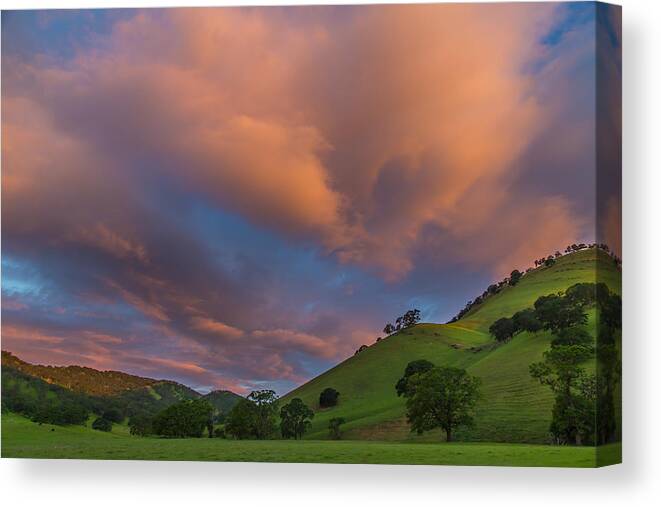 Landscape Canvas Print featuring the photograph Clouds Above Round Valley at Sunrise by Marc Crumpler