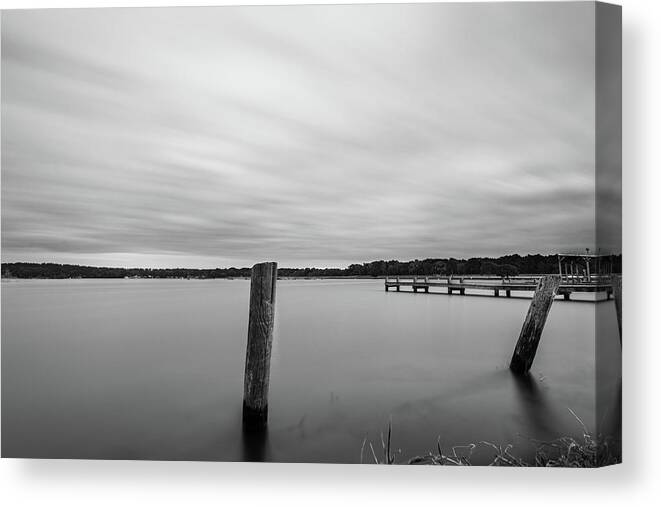 Long Exposure Canvas Print featuring the photograph Clouds Moving Over Lake Long Exposure by Todd Aaron