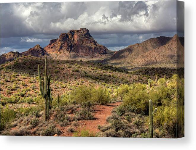 Desert Canvas Print featuring the photograph Clouds over Red Mountain by Sue Cullumber