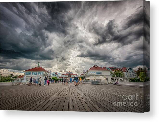 Baltic Canvas Print featuring the photograph Clouds over the Molo Pier, Sopot by Mariusz Talarek