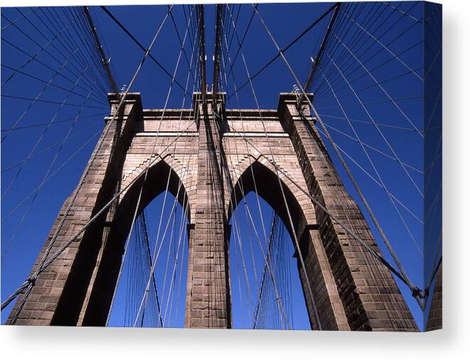 Landscape Brooklyn Bridge New York City Canvas Print featuring the photograph Cnrg0409 by Henry Butz