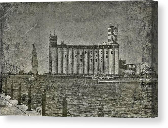 Collngwood Ontario Canvas Print featuring the photograph Collingwood Harbor and Terminal Building by Andrea Kollo