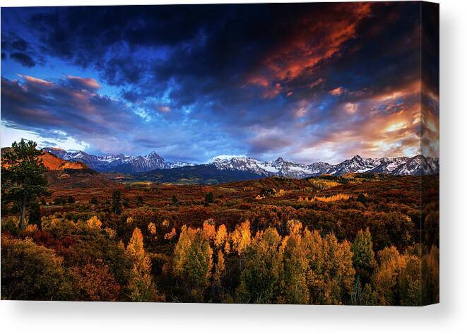 Autumn Canvas Print featuring the photograph Colorado Autumn Panorama by Andrew Soundarajan