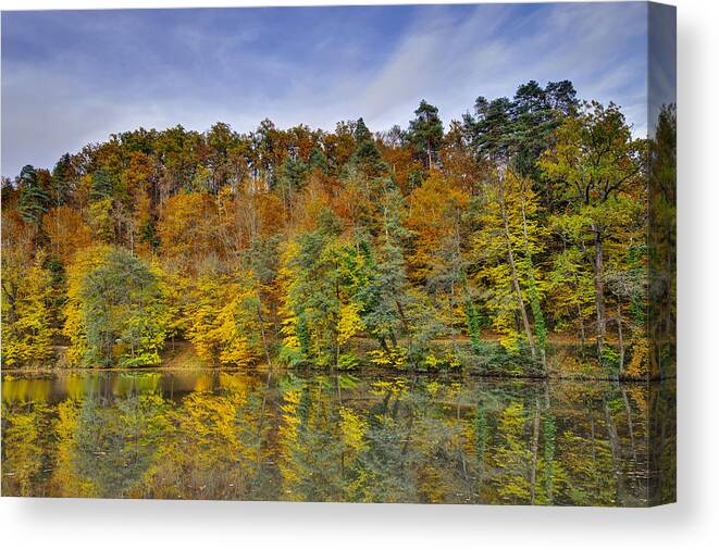 Lake Canvas Print featuring the photograph Colorful autumn trees by Ivan Slosar