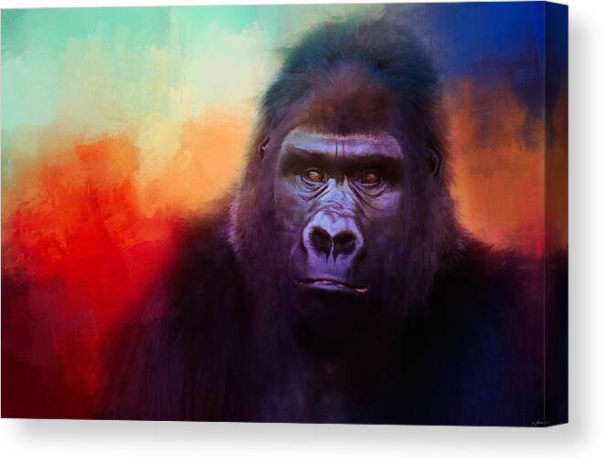 Jai Johnson Canvas Print featuring the photograph Colorful Expressions Gorilla by Jai Johnson