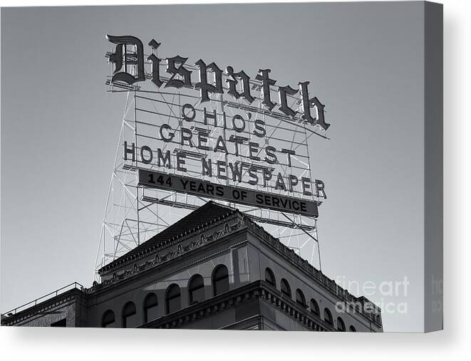 Clarence Holmes Canvas Print featuring the photograph Columbus Dispatch Roof Top Sign II by Clarence Holmes