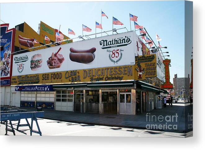 Nathans Canvas Print featuring the digital art Coney Island Landmark by Jack Ader