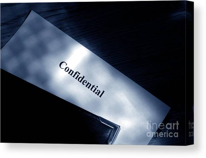 Confidential Canvas Print featuring the photograph Confidential Document in Binder by Olivier Le Queinec