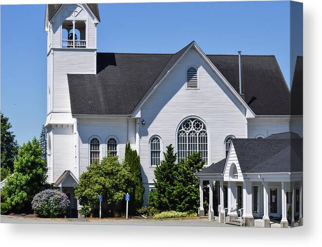 I-5 Canvas Print featuring the photograph Conway Church by Tom Cochran