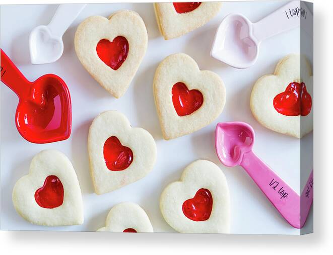 Valentines Day Canvas Print featuring the photograph Cookie Baking Love by Teri Virbickis