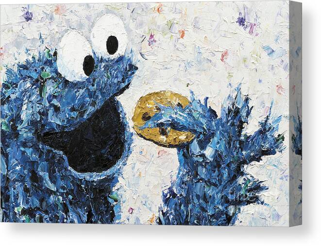 Cookie Monster Canvas Print featuring the painting Cookie Monster inspired by Kay Schleusner