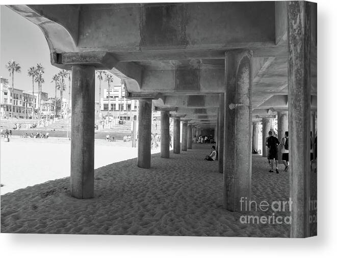 Huntington Beach Canvas Print featuring the photograph Cool Off in The Shade of The Pier by Ana V Ramirez
