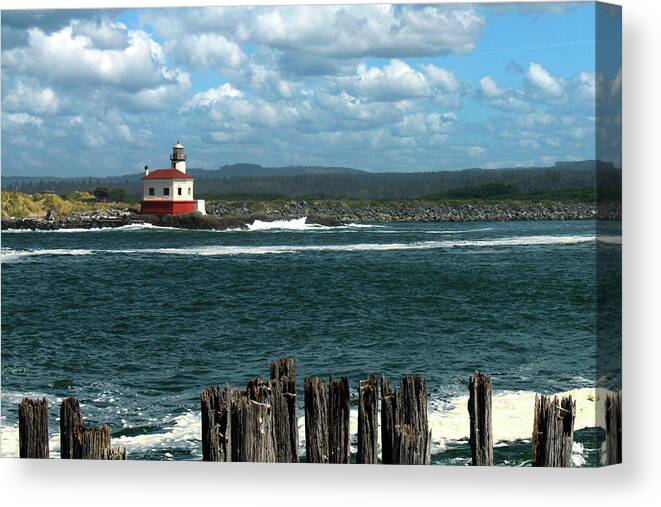 Lighthouse Canvas Print featuring the photograph Coquille River Lighthouse by James Eddy