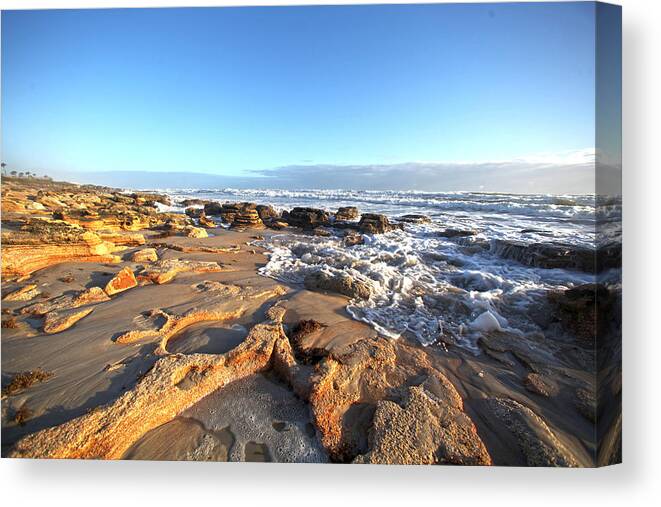 Sun Canvas Print featuring the photograph Coquina Carvings by Robert Och