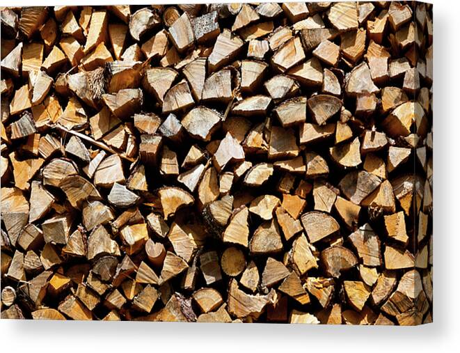 Abstract Canvas Print featuring the photograph Cord Wood Texture by Charles Lupica